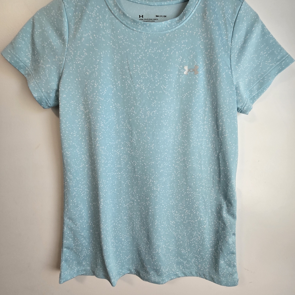 Under Armour Women's Light Teal Patterned Dri Fit T-Shirt Size S